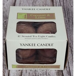 Yankee Candle 12 Scented Tea Light Candles no. 4 Coconut & Lime New Open Box‎